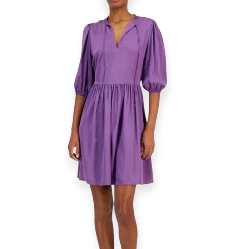 NWT BOSS Hugo Boss Dorena Mini Dress Purple Satin Size Medium